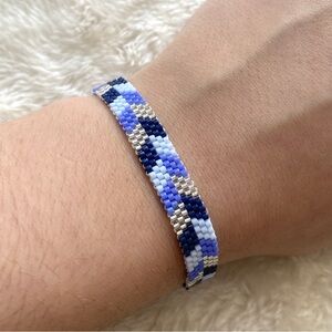 Blue and Silver Beaded Bracelet